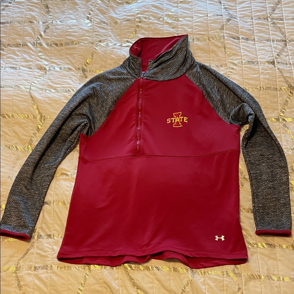 Under Armour Red and Gray Half-Zip Pullover